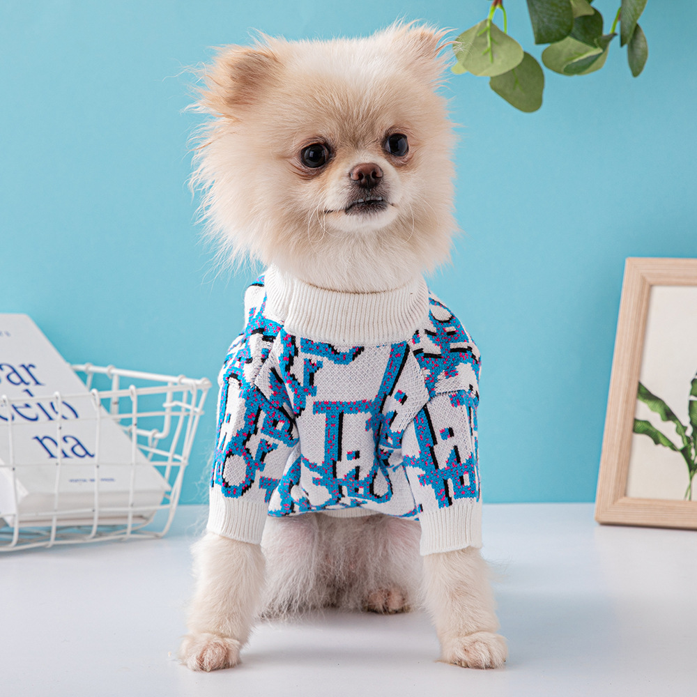 Autumn and Winter thickened fashion brand pet sweater French bucket chenari medium and small dog luxury dog clothes cat and dog clothing coat