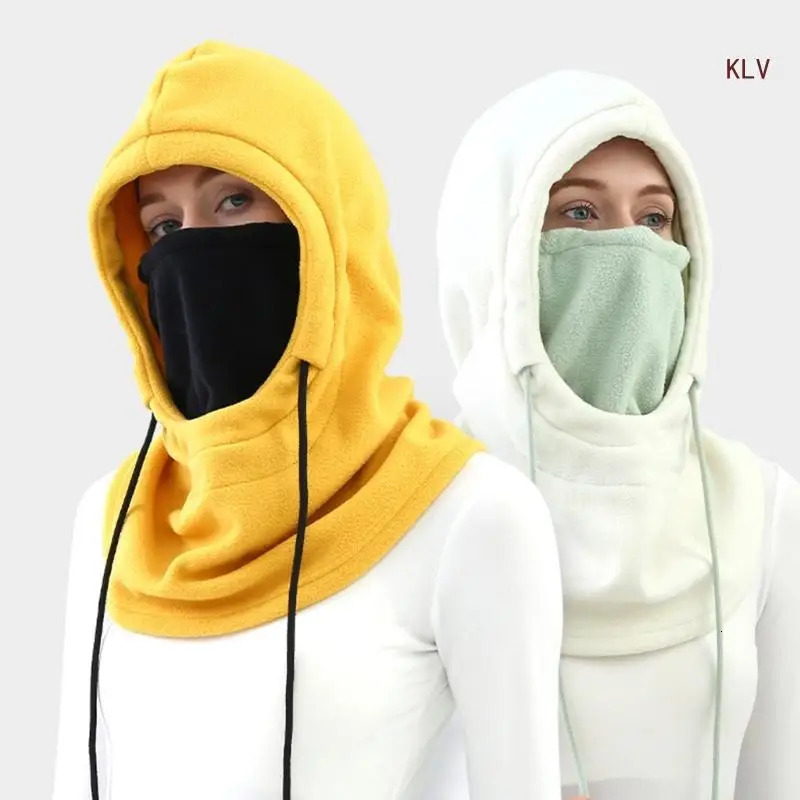 Cycling Hat Ski Winter Windproof Hat Outdoor Sports Bib Cold Padded Hoodies Mask Fleece Warm Hat Driving Neck Guard Hat 240712