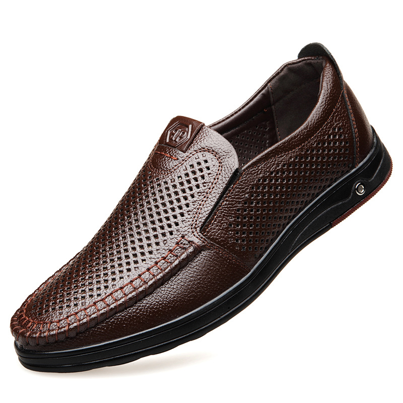 Men's Summer Loafers Shoes Genuine Leather Soft Man Casual Slip-on Cutout Shoes Cowhide Summer Loafers 2023