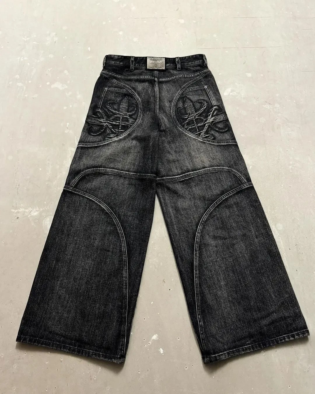 Hip hop personality Harajuku street clothing washed men jeans Y2K retro Goth fashion couple straight leg pants wide 240713