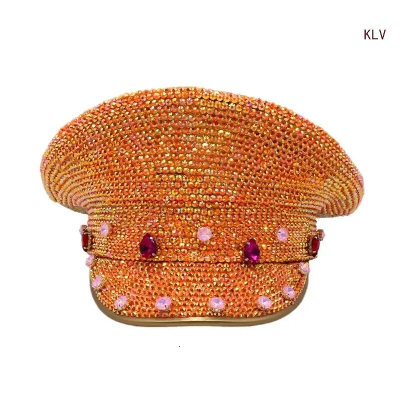 Sequins Captain Hat Crystal Hat for Disco House Cocktail Parties Vacation Crystal for Comedian Actor 240712