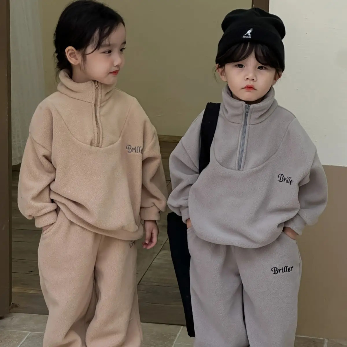 Autumn Winter Baby Kids Fleece Tracksuit Boys Girls Velvet Sweatshirt and Pants Two Piece Sets Children Sports Set 240710
