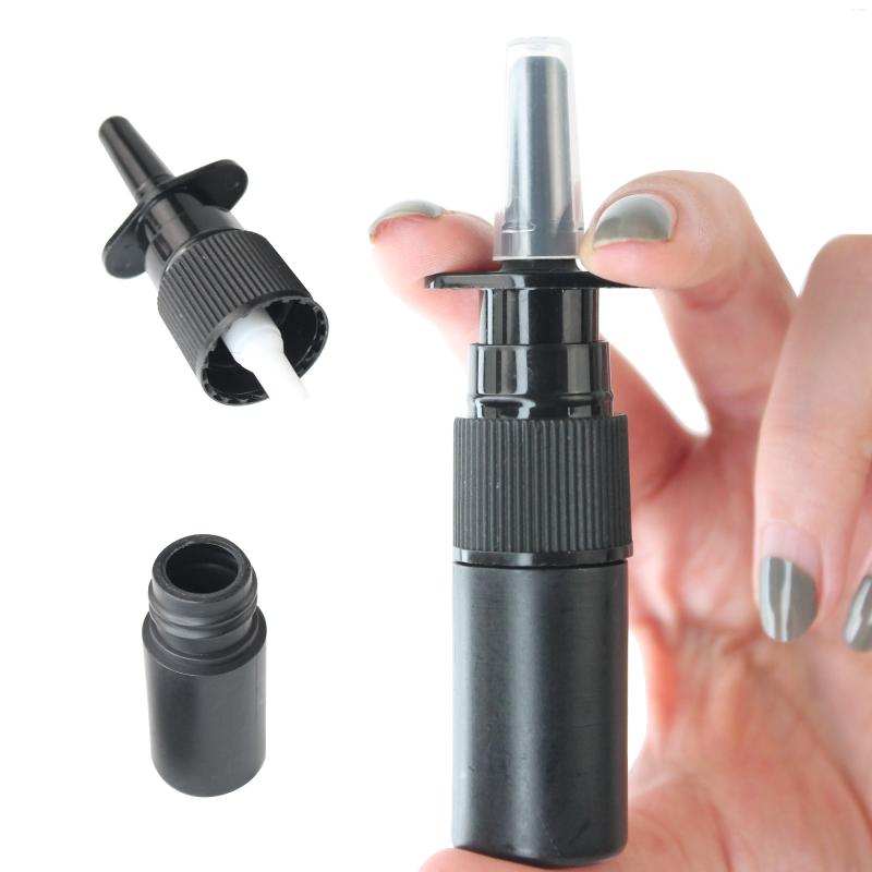 Storage Bottles 100pcs HDPE Black Empty Nasal Spray Bottle Pump Sprayer Mist Nose Portable Refillable Bottling Packaging