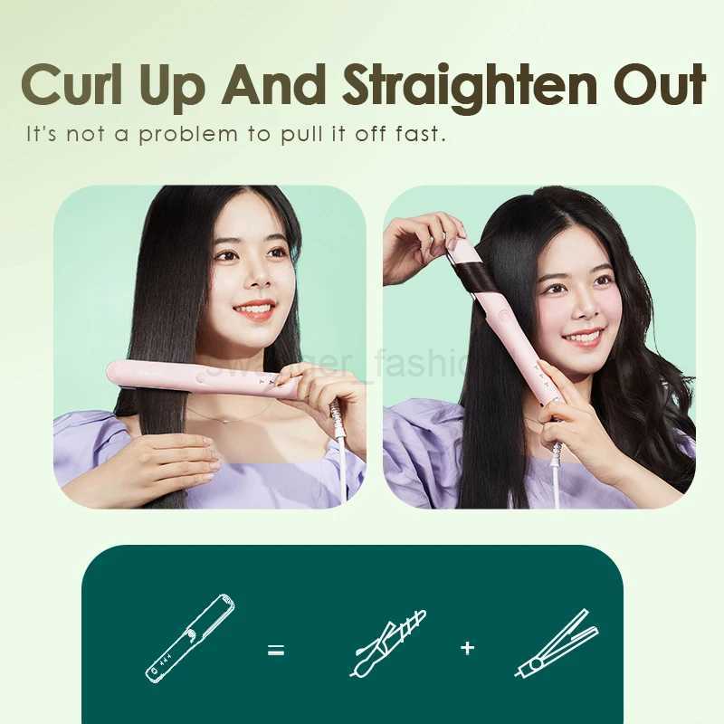 NOVUS New 2 in 1 Hair Straightener and Curler with 3D Ceramic Plates Essential Oils Portable Curling Iron Hair Styling ToolB240719