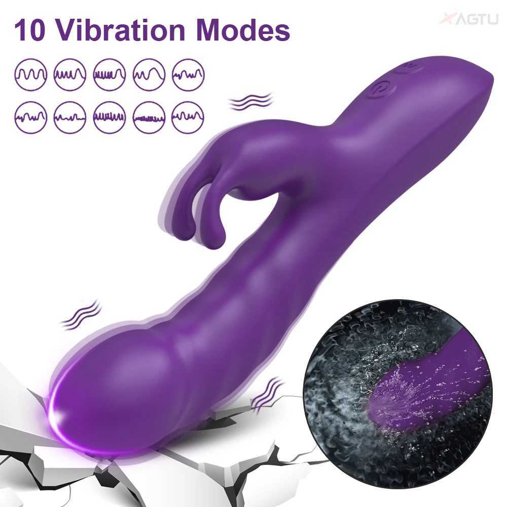 2 in1 G Spot Rabbit Vibrator for Women Nipple Clitoris Stimulator Dildo Massager Adults Masturbator Female Sex Toy for Adults 18 XJ250618