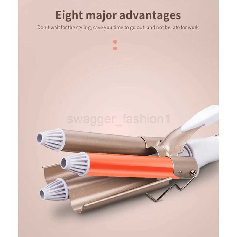 Curling Iron Ceramic Triple Barrel Curling Wand Hair Styling Tools Multifunction Hair Curlers ElectricEU PlugB240719