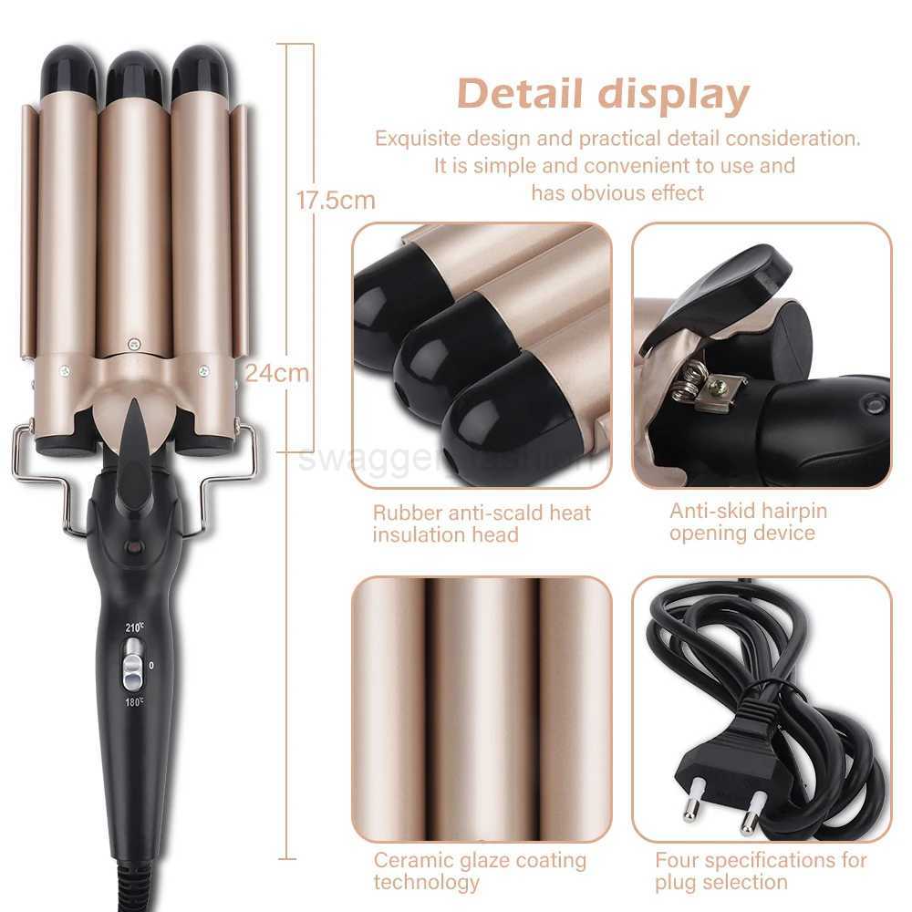 3 Tubes Hair Curling Iron 25 32mm Electric Hair Curlers Wave Hair Style Triple Barrel Egg Roll Hair Styling Beauty Hair DeviceB240719