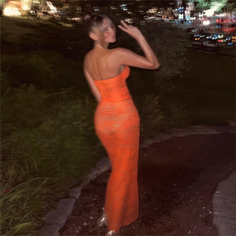 Casual Dresses Tassel Stitching Sexy Dress For Women Evening Clubbing Party Square Collar Halter Hollow Out Backless Lace Mini