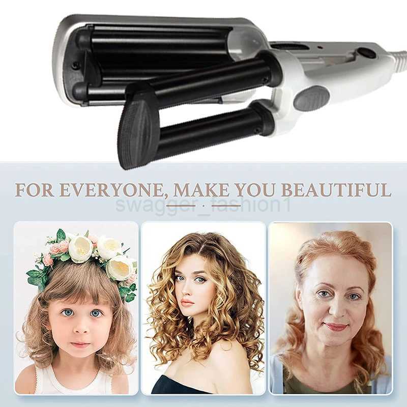 Mini Triple Barrel Hair Curler Professional Curling Iron Ceramic Hair Waver Iron Electric Curling Salon Wave Roller Hair StylingB240719