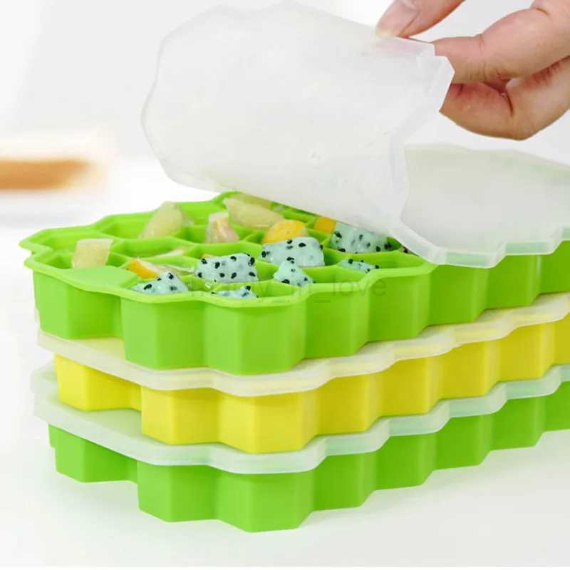 37 Grid Silicone Ice Maker Removable Lids Ice Tray Mold Whiskey Cocktail Accessories Grade Silicone Ice Cube Maker ToolsM240719