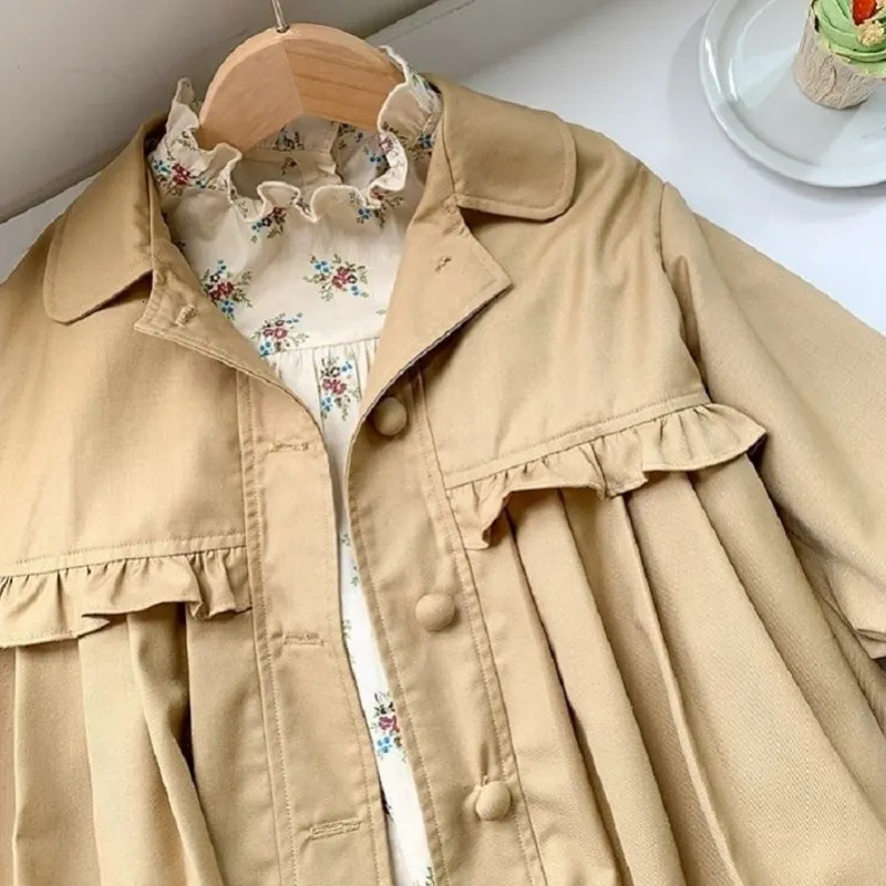 Fashion Baby Girl Cotton Trench Jacket Big Bow Kid Windbreak Jacket Long Autumn Spring Child Dust Coat Baby Clothes 1-7Y 240711