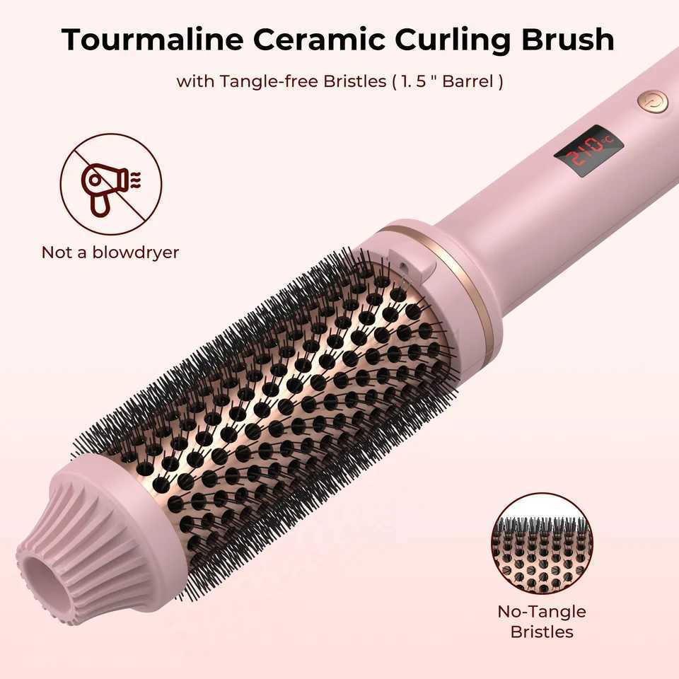 1.5 Inch Hair Curling Iron Brush Ceramic Thermal Brush Heated Round Brush Hair Electric Heating Brush Electric Hair Curler CombB240719