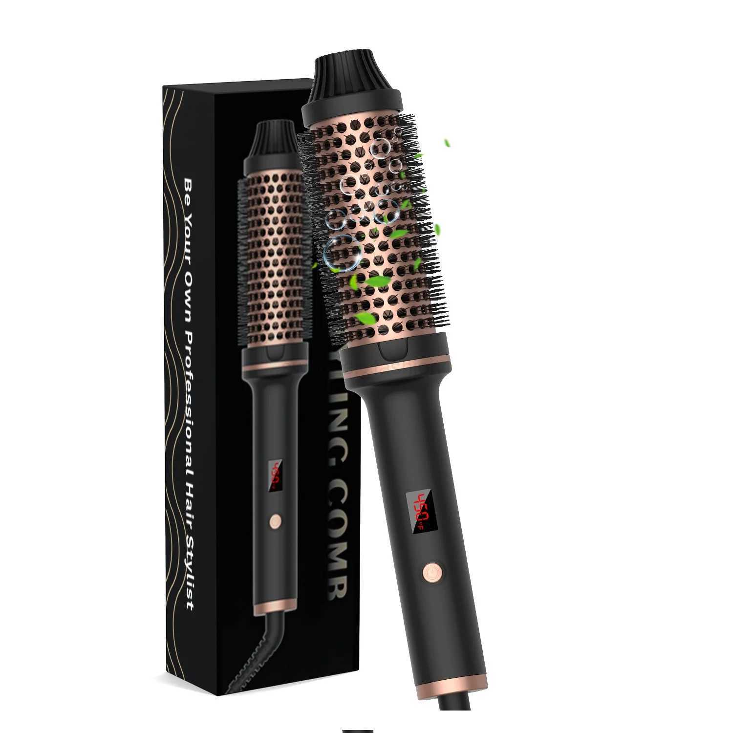 450F Thermal Brush Hot Comb Heated Hair Brush Hair Curler and Straightening Brush with Negative Iron For Women GiftB240719