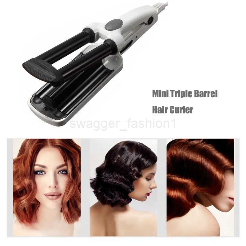 Mini Triple Barrel Hair Curler Professional Curling Iron Ceramic Hair Waver Iron Electric Curling Salon Wave Roller Hair StylingB240719