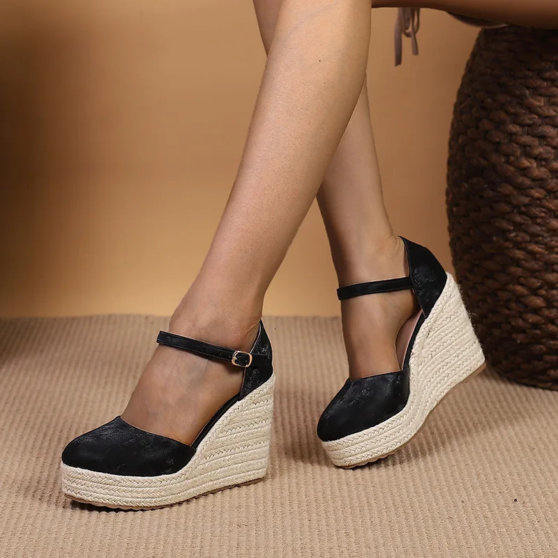 Lihuamao Comfort Wedges Platform Sandals Womens High Heels ESPAdrilles Pump Comfort CSual Shoes 240719