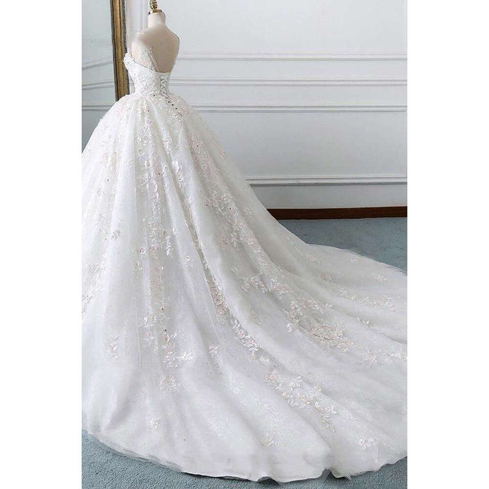 Elegant Romantic Flower Wedding Dresses For Women Appliques Backless Lace Up Bridal Gowns Formal Ocn Vestidos De Novia