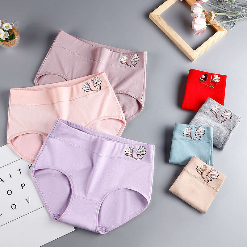 Printed Cotton in Large Size, Simple Mid Waist Women's Underwear Made of Pure Cotton, Comfortable Triangle Pants Calecon Lingerie Underwear Women