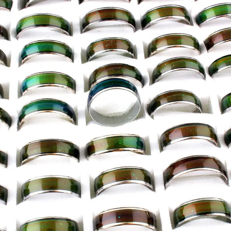 100 pieces/set of 6mm emotional rings feeling temperature changes color rings suitable for neutral women with a box of wholesale loose jewelry 240710