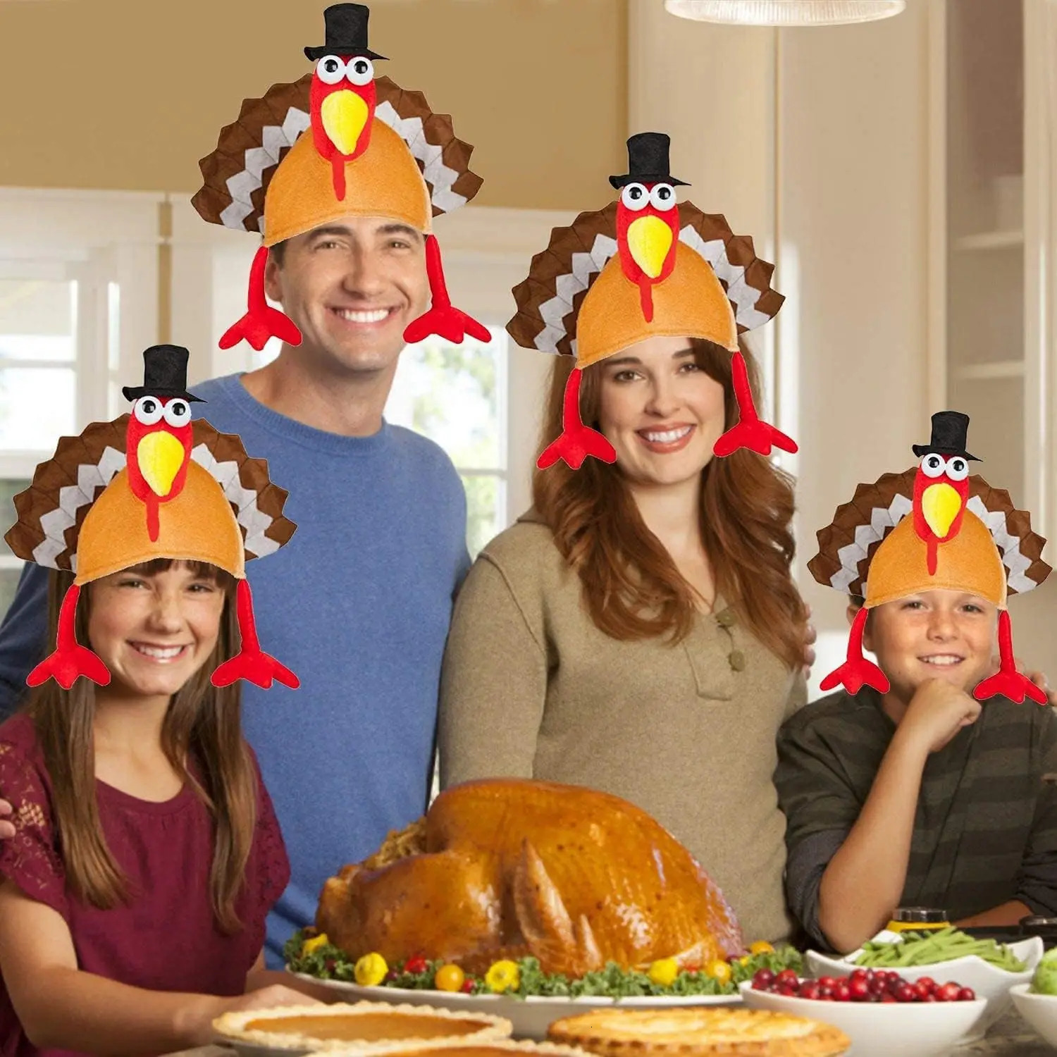 Plush Turkey Thanksgiving Hat With Head Legs And Tail Fancy Dress AccessoryThanksgiving Party Costume Outfit and Dress 240715