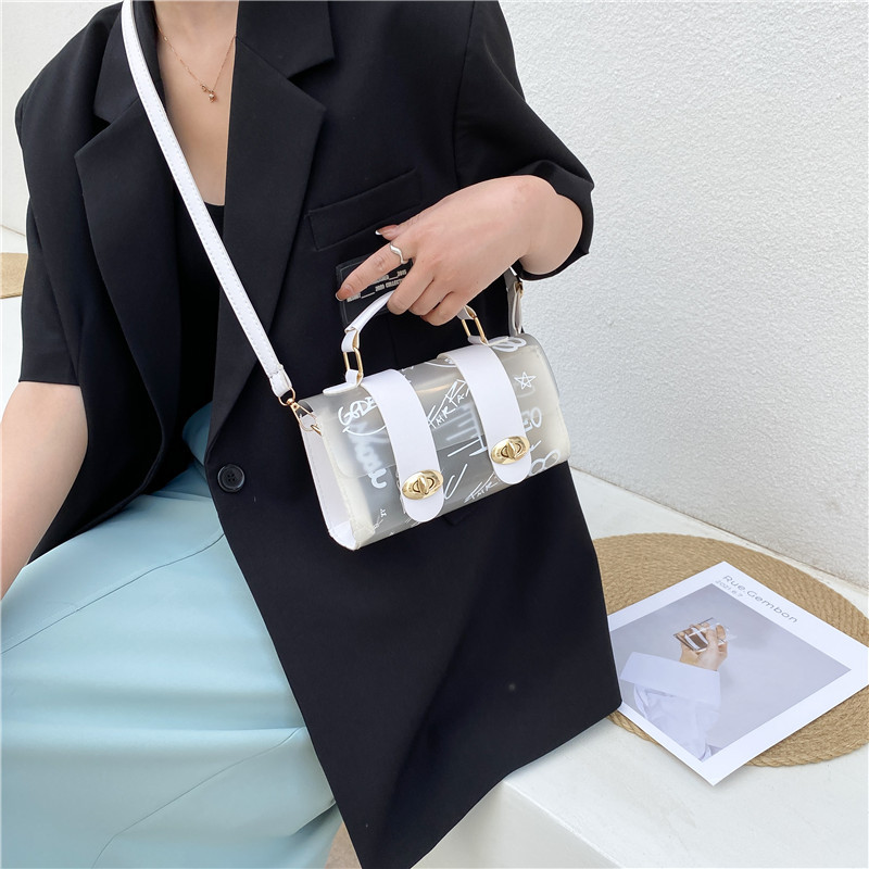 2023 New Women Shoulder Bag PVC Transparent Graffiti Messenger Female Bag Small Designer Handbag Purse Crossbody Bags for Women