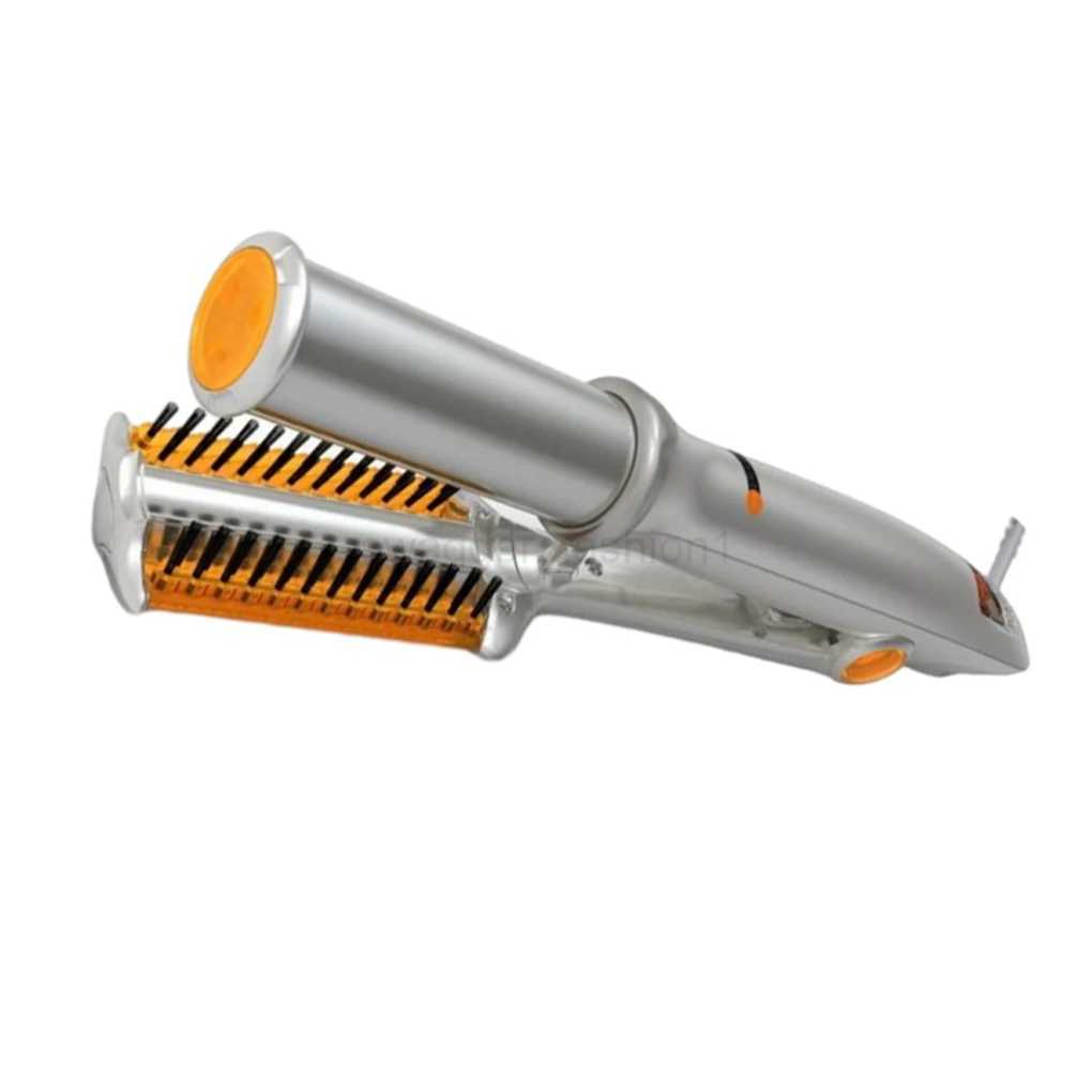 Hair Curling Iron Rotating Hair Curler 2 In 1 Hair Curler Straightener Brush Smoothing Hair Iron Electric HairbrushB240719