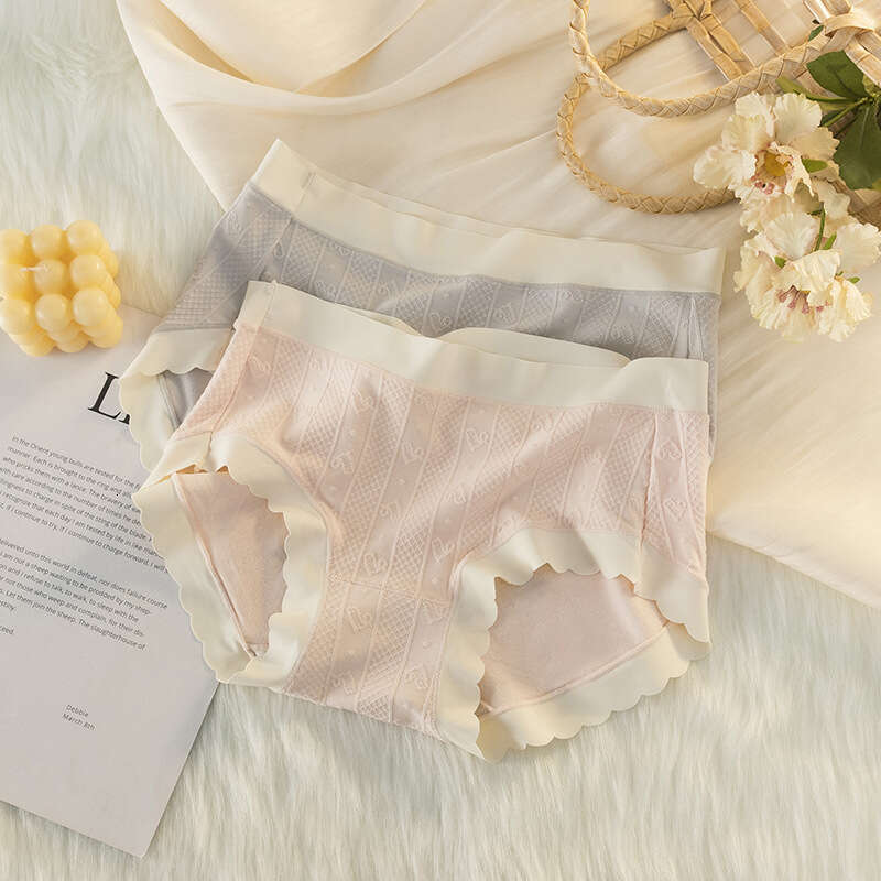 Elegant Jacquard Fresh with Lace and No Trace Underwear, Women's Naked Feeling Breathable Girl's Underwear Women Underwear Calecon Underwear