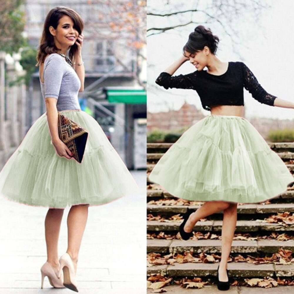 2023 Women Tutu 50s Tulle Skirt Hoopless Underskirt Slips Vintage Rockabilly Swing Petticoat Crinoline