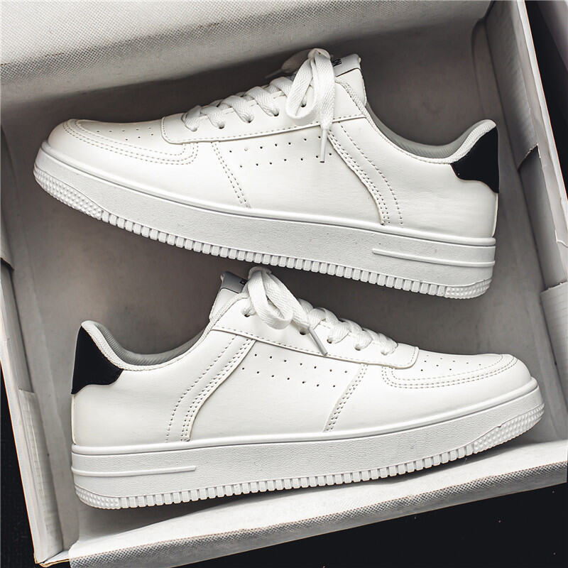 Classic Little White for Men's Casual Sports Leather Waterproof Flat Bottom Board Student Boys Skate Shoes