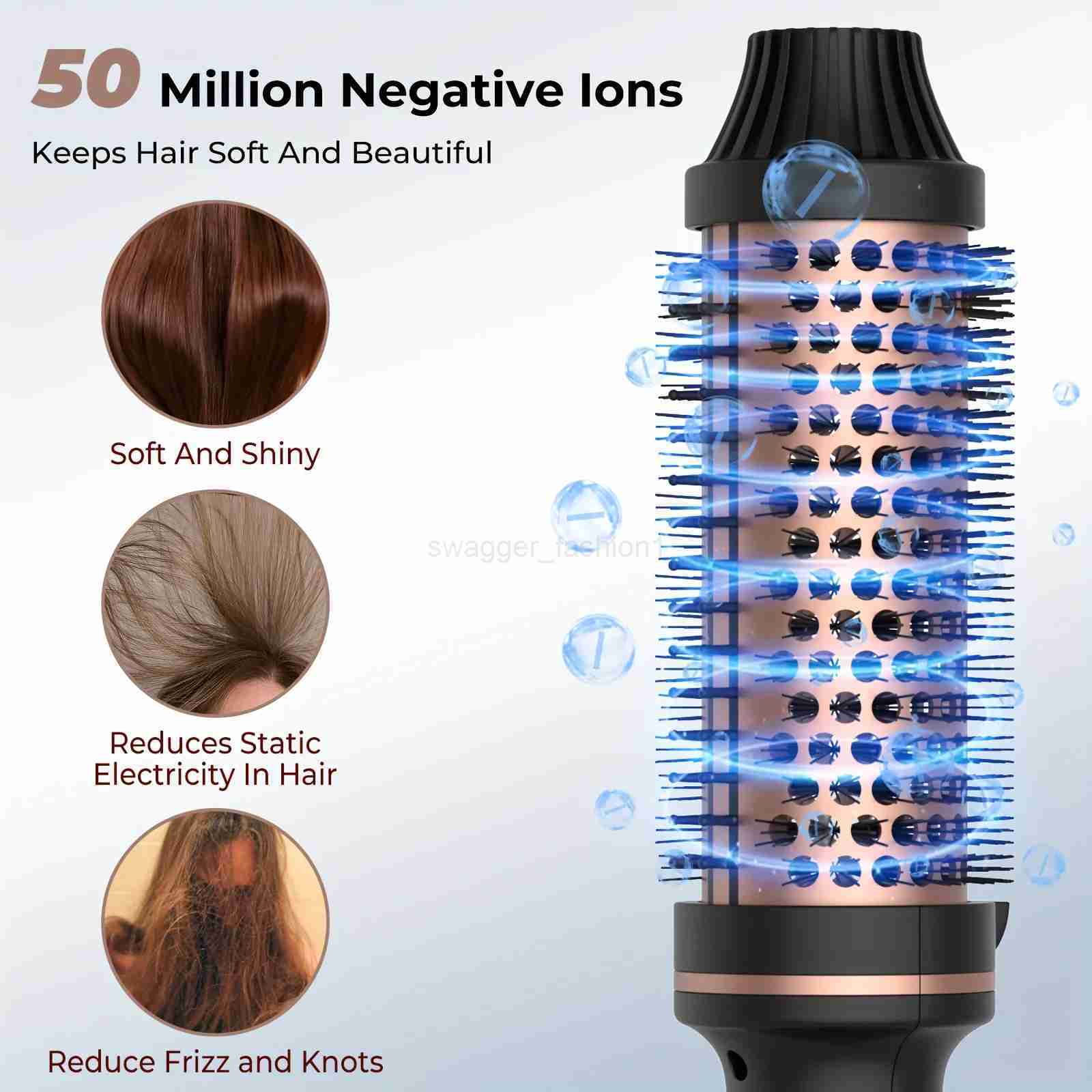 3 In 1 Ionic Hair Curler Straightener Professional Curling Iron Heated Hair Styling Brush Anti-Scald Thermal Brush Curl WandB240719