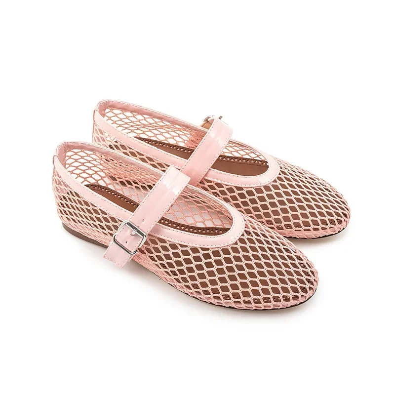 European and American spring summer breathable comfortable flat bottomed mesh shoes for womens ballet dance 240718