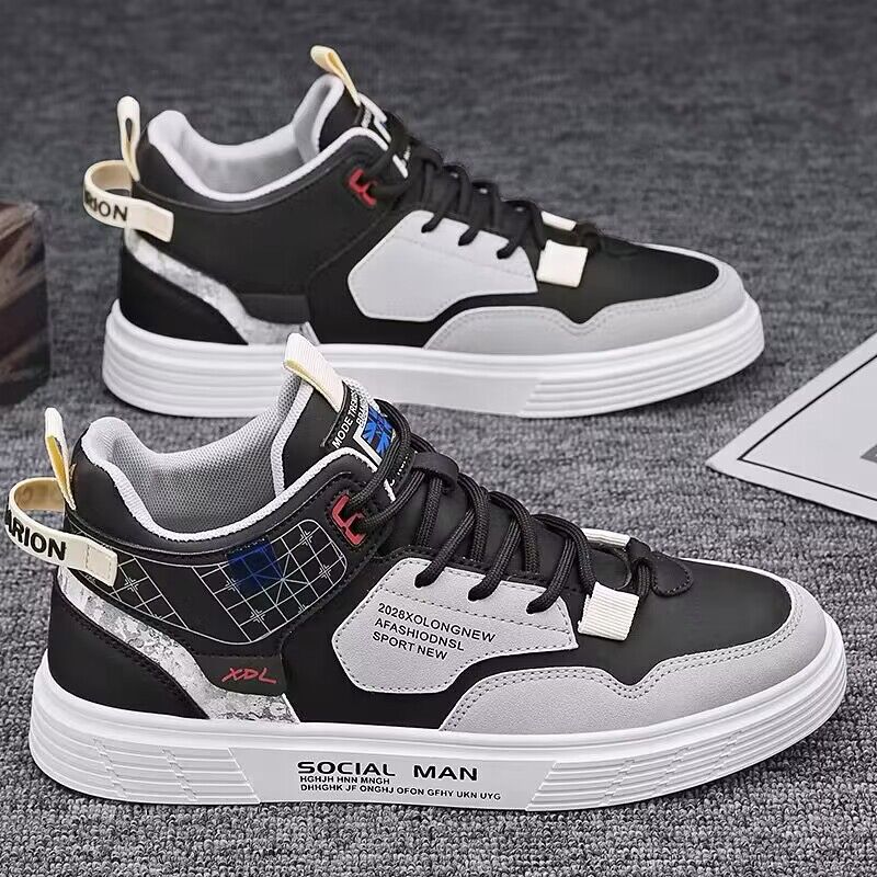 2023 Autumn Winter High Top Flat Sneakers for Men Trend Korean Version Lace Up Student Casual Shoes Male Comfort Running Shoes