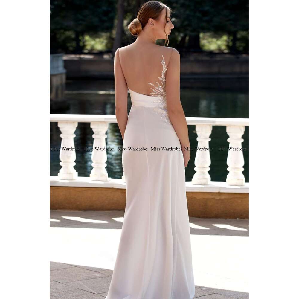 Sexy White Long Evening Dresses Sequin Pleated Mermaid Backless Formal Prom Party Gowns Side Slit Robes Custom Made 0719