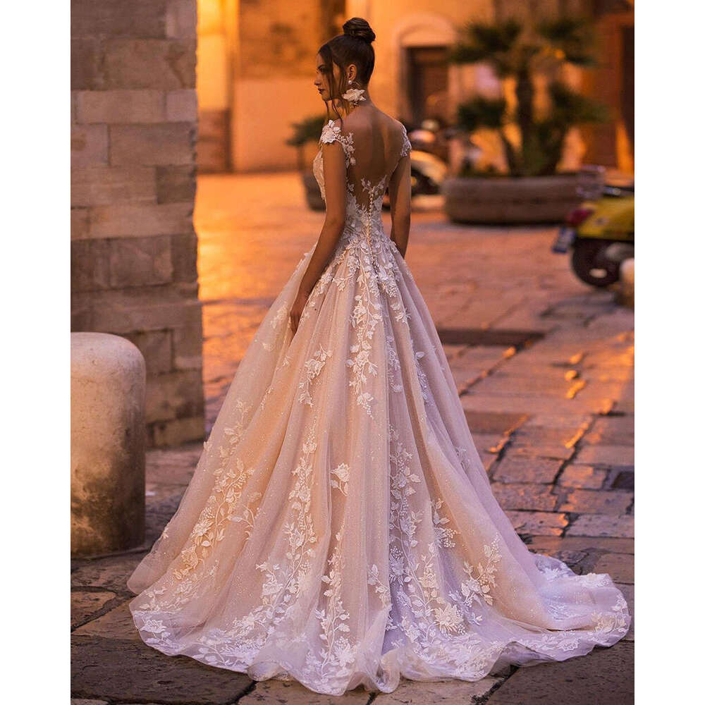 Romantic Dresses For Women 2023 Off The Shoulder Backless Lace Appliques Boho Wedding Gown Vestidos Novia Robe De