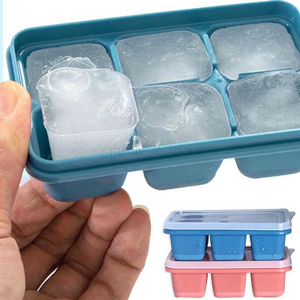 Silicone Ice Mold Food Grade 6 Grids Ice Cream Block DIY Drink Cream Tray Home Kitchen Fridge Storage Cubes Kitchen AccessoriesM240719