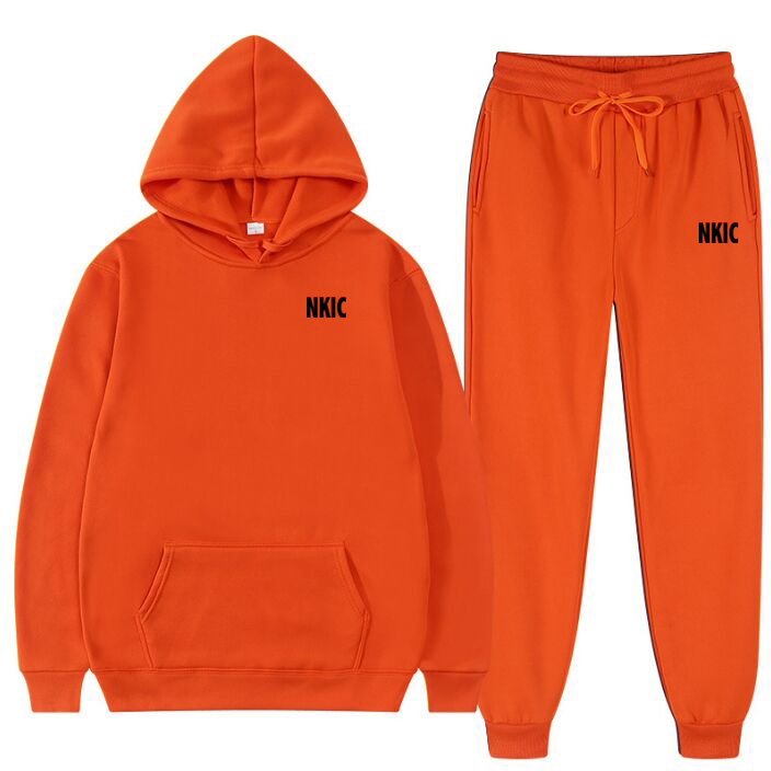 Men's Orange Hooded Sweatshirts and Men Pants Casual Men's Brand Tracksuit Sportswear Autumn Winter Men Suit Men's Clothing Leisure Sets Male