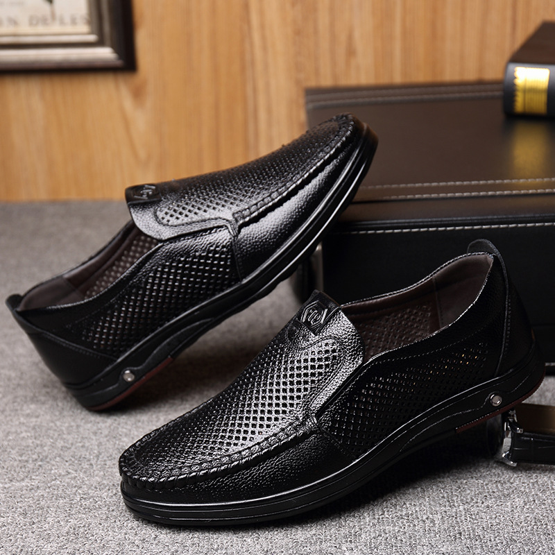Men's Summer Loafers Shoes Genuine Leather Soft Man Casual Slip-on Cutout Shoes Cowhide Summer Loafers 2023