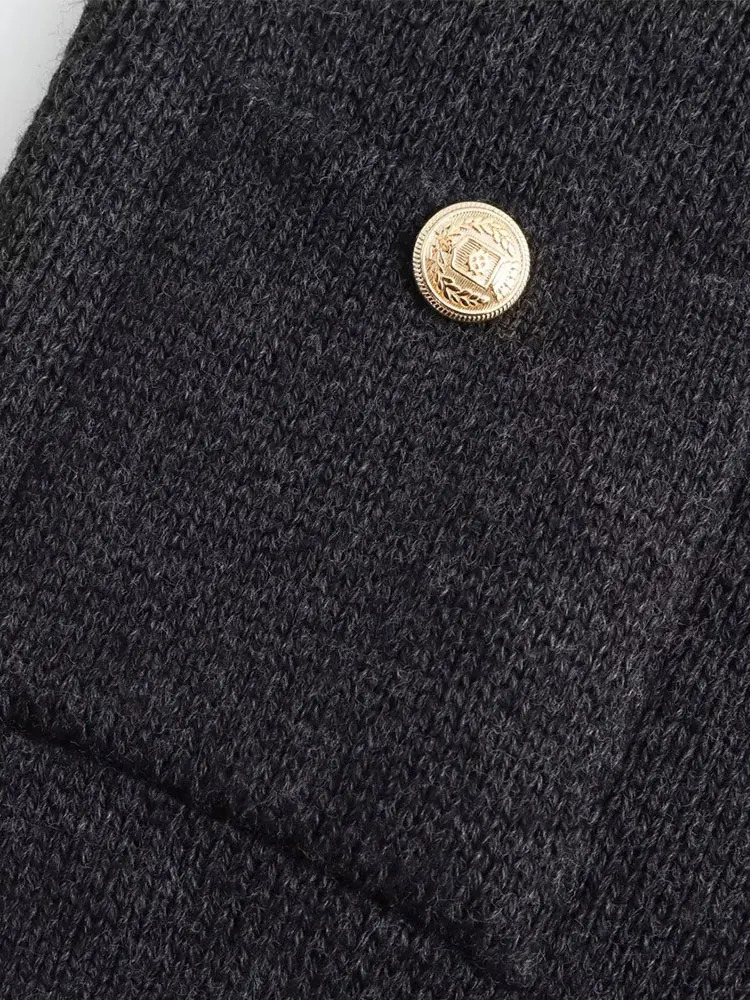 TRAF Autumn Knitted Slim Fitting Womens Cardigan Long Sleeve Pocket Single Breasted Female Sweater Fashion Lady Top 240712