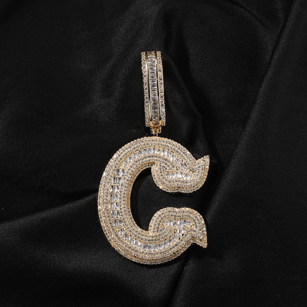Hip Hop A-Z Custom Name Letters Pendant Necklace 5A T Zircon Women Mens Jewelry