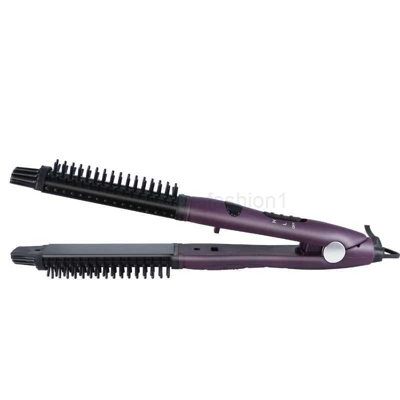 4 in 1 Ceramic Styler Hair Curler Brush Straight and Curl Curling Iron perm hair comb pear flower electric round brush shapeB240719