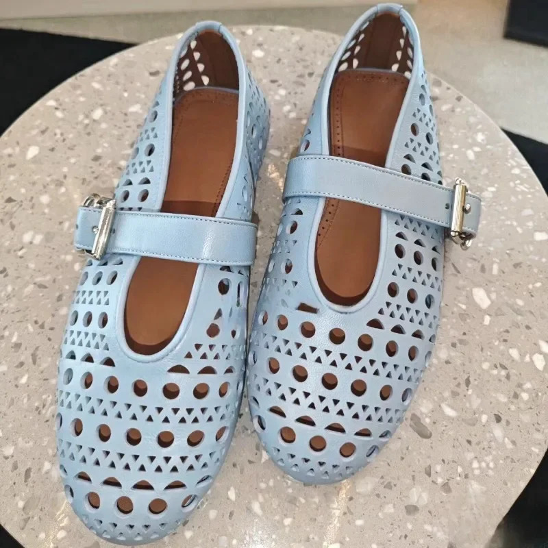 European and American spring summer breathable comfortable flat bottomed mesh shoes for womens ballet dance 240718