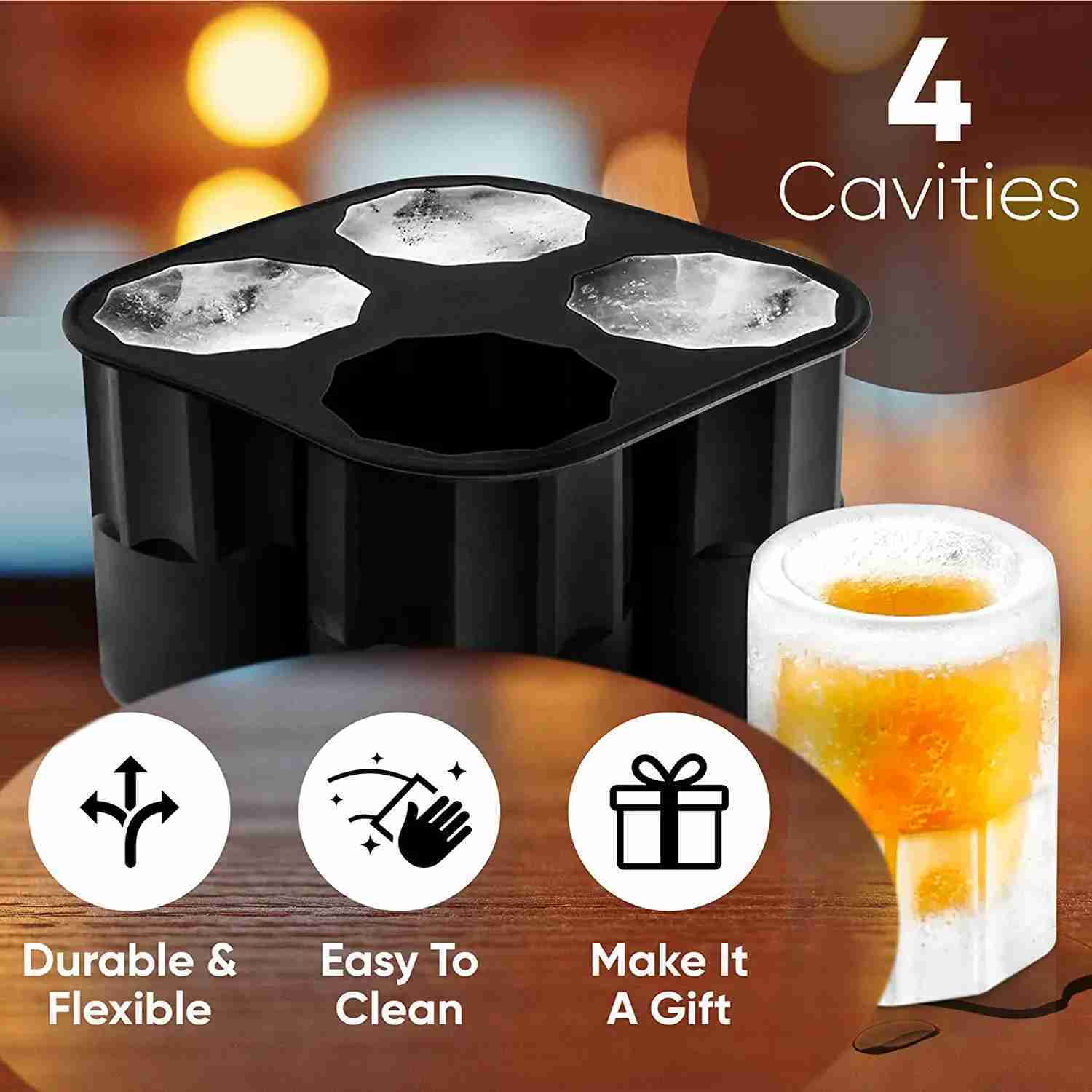 Creative 4 Grids Ice Cube Tray Mold Cup Mould Makes Shot Glass Ice Mould Novelty Gifts Ice Tray Summer Drinking Kitchen ToolM240719