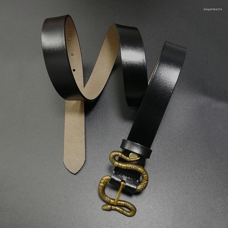 Belts Women High Quality Belt Snake Buckle Ceinture Femme Genuine Leather Mens Man Jeans