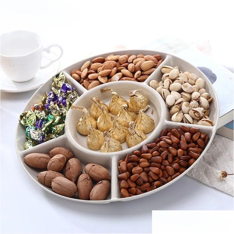 Dishes & Plates 1 Pc 6-Artment Food Storage Tray Dried Fruit Snack Plate Appetizer Serving Platter For Party Candy Pastry Nuts Dish Dr Dhpzs