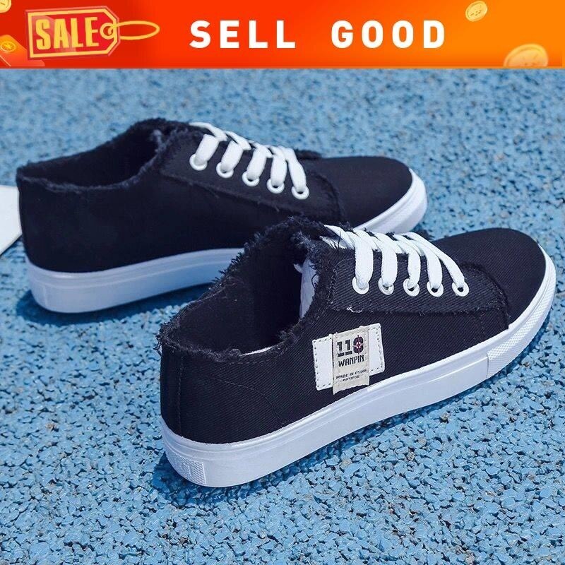 SIGHS Ready Stock 35-40 cheap sports shoes Little 2021 Women's White Canvas New Summer Pelar Korea Version Compatible