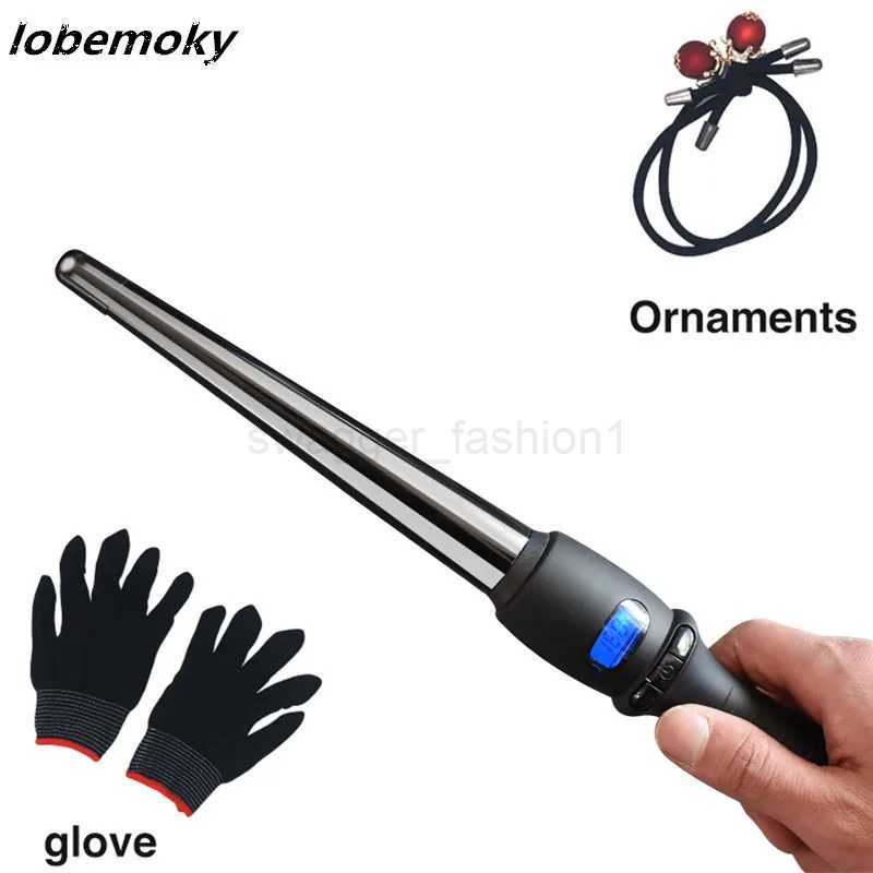LCD curlers conical curling iron single tube ceramic glaze pear flower cone electric hair curly hair general oltage 110-240 vB240719