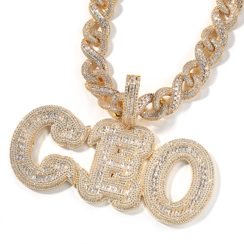 Hip Hop A-Z Custom Name Letters Pendant Necklace 5A T Zircon Women Mens Jewelry