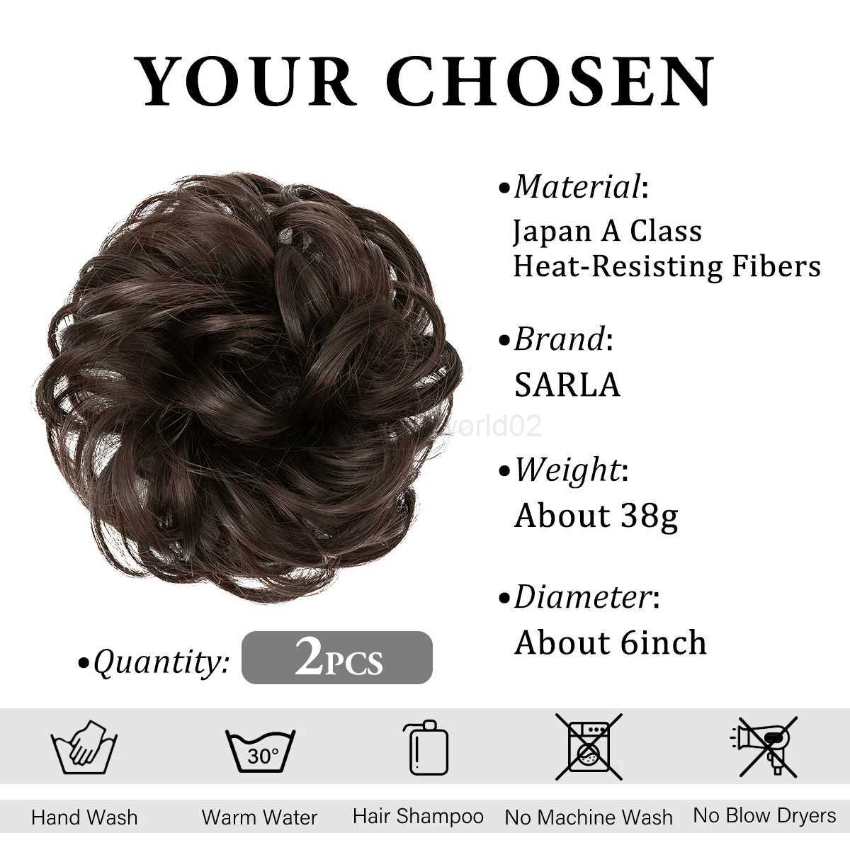 2PCS synthetic hair bun messy curly elastic curls curly hair synthetic Chignon donuts Updo womens hair clipX240719