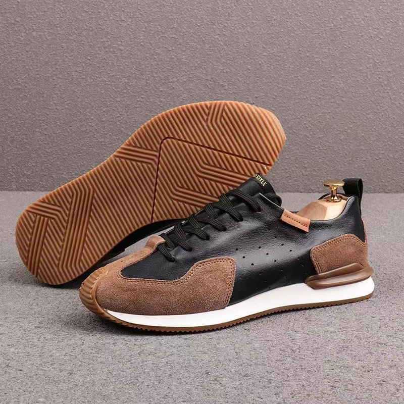 Leather Men's Sneakers High Quality Fashion Casual Shoes Rubber Thick Bottom Low-Top Outdoor Comfortable Mans Walking Footwear