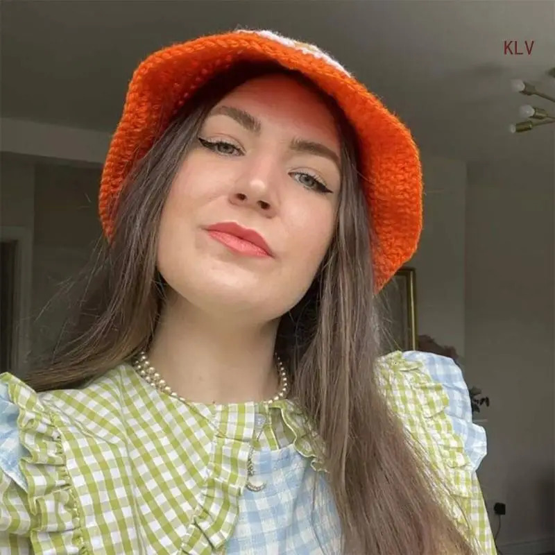 Elegant Bucket Hat Colorful Crochet Hat Holiday Decors Vacation Hat Western Cloch for Schoolgirls 240712