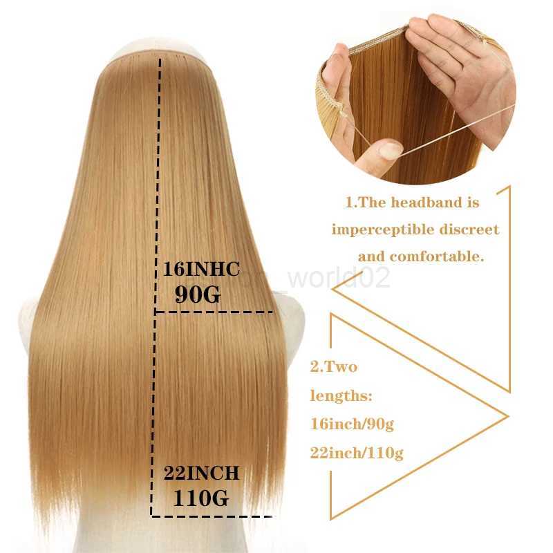 No clip natural hair synthetic long straight hair blonde hair black mixed fake hairX240719